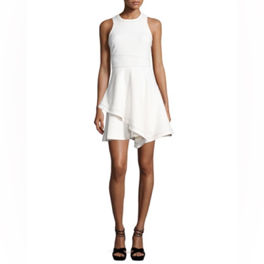 Cinq a sept Lyla Sleeveless Handkerchief-Hem Dress, White/Black 6
